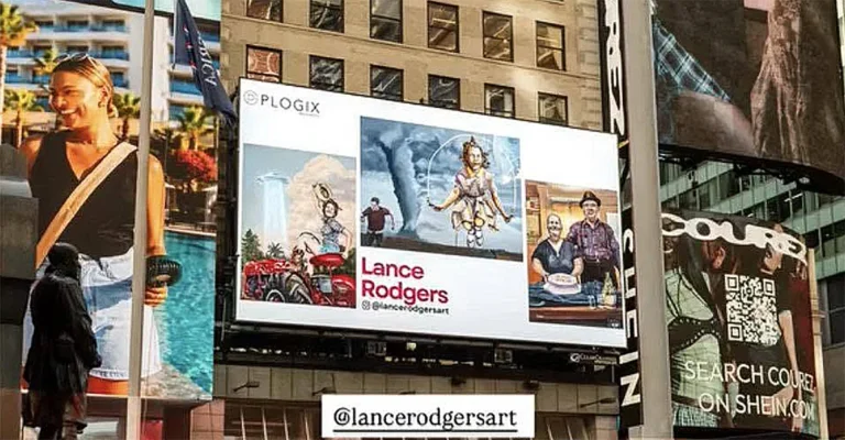Local Artist Lance Rodgers in Times Square